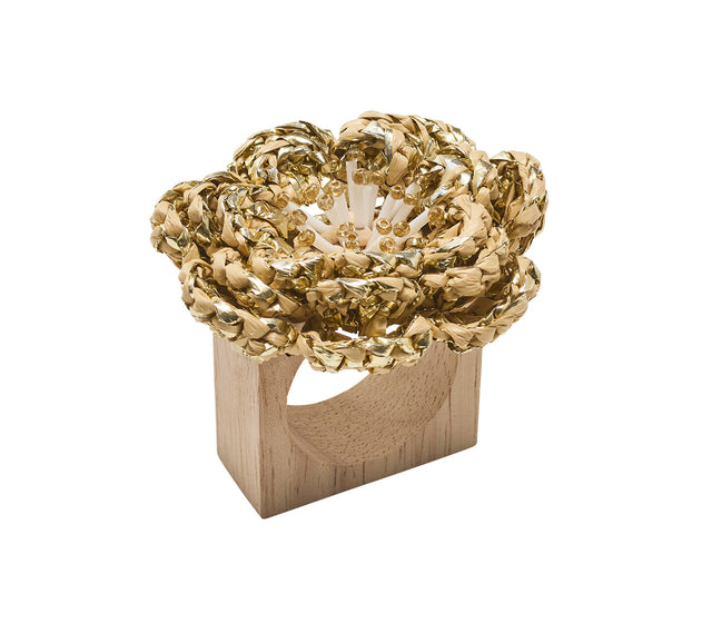 Pareo Natural/Gold Napkin Ring | Kim Seybert at Fig Linens and Home