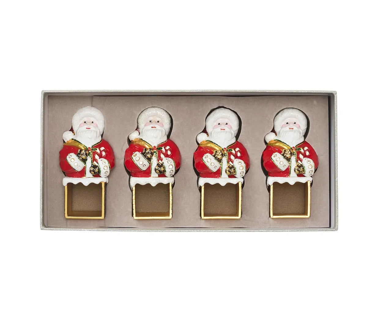 Santa Red/White Napkin Ring Detail 3 | Kim Seybert at Fig Linens and Home