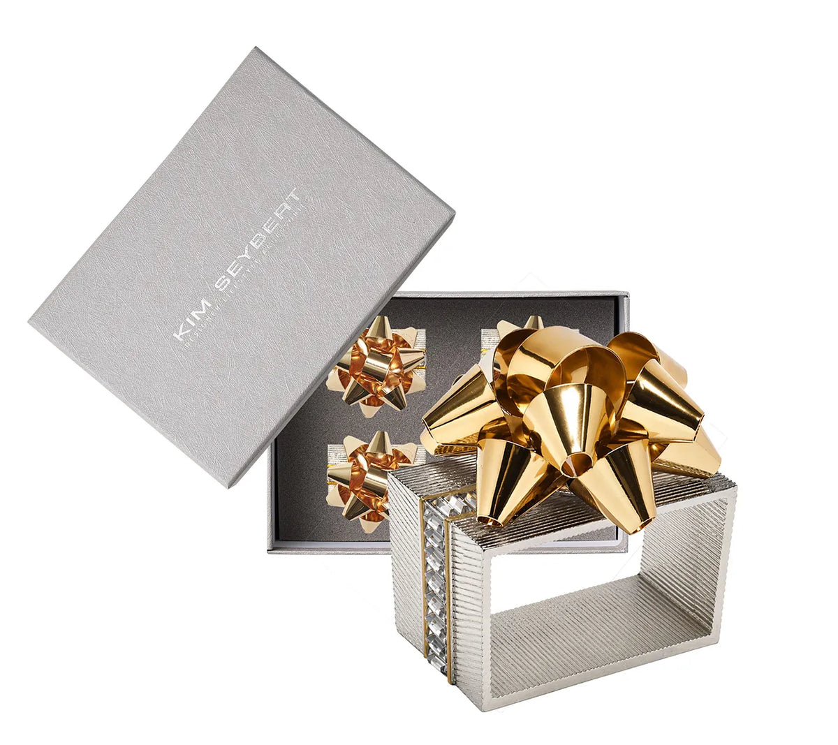 Holiday Bow Gold/Silver Napkin Ring Detail 4 | Kim Seybert at Fig Linens and Home