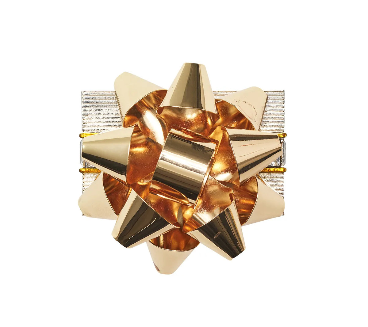 Holiday Bow Gold/Silver Napkin Ring Detail 3 | Kim Seybert at Fig Linens and Home