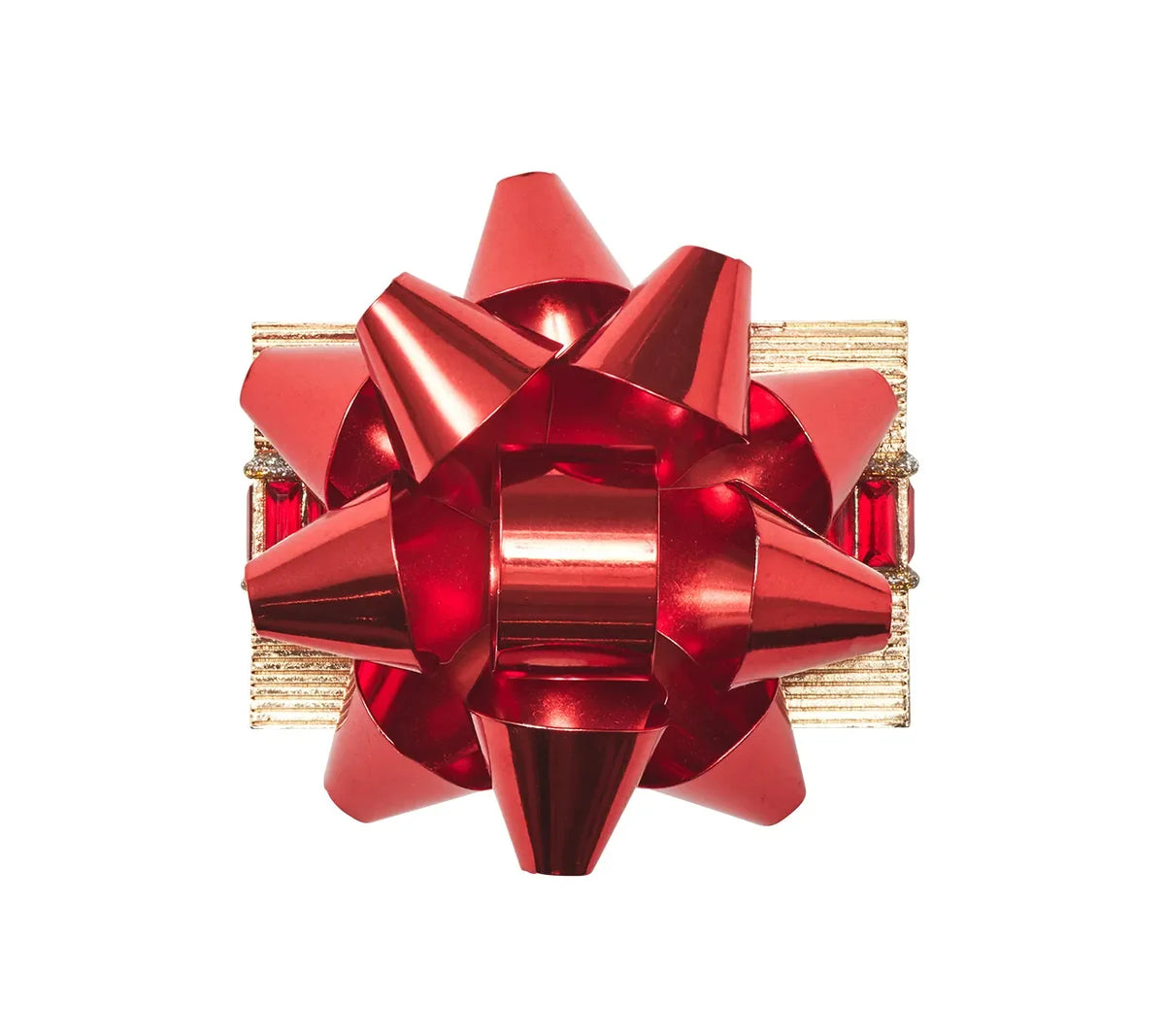Holiday Bow Red/Gold Napkin Ring Detail 5 | Kim Seybert at Fig Linens and Home