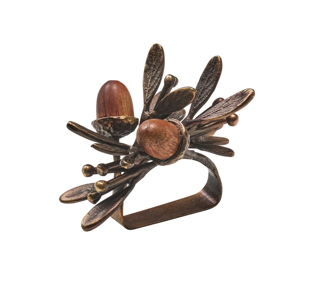 Acorn Brown/Gold Napkin Ring | Kim Seybert at Fig Linens and Home