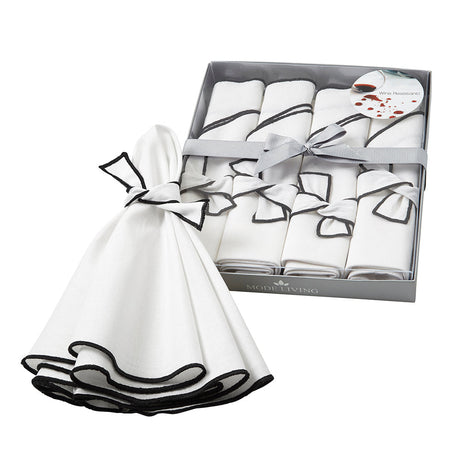 Napa White & Olive Napkin Detail 5 | Mode Living at Fig Linens and Home