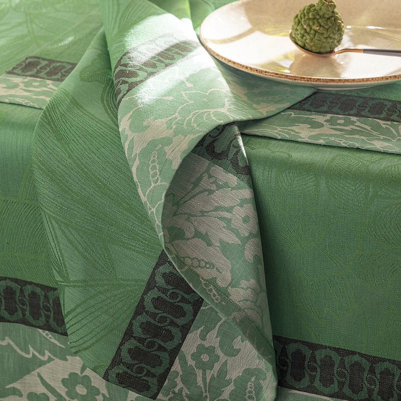 escapade tropicale green napkin by le jacquard français
