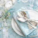 Dinner Napkin on Table - Jardin d'eden blue napkin by le jacquard français - Fig Linens and Home