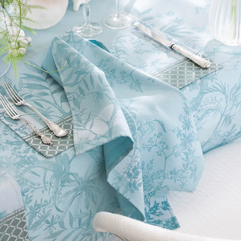 Cloth Napkin - Jardin d'eden blue napkin by le jacquard français - Fig Linens and Home