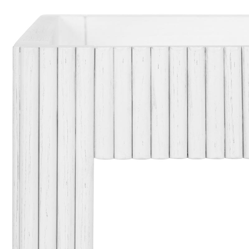 Worlds Away Bar Cart - Otis White Fluted Rolling Bar Cart - Detail of Fluted Design 1