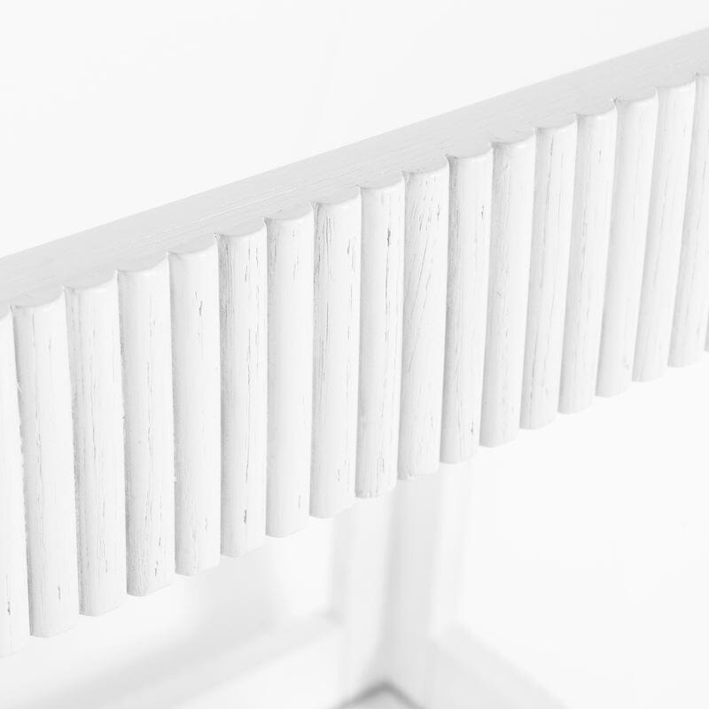 Worlds Away Bar Cart - Otis White Fluted Rolling Bar Cart - Detail of Fluted Design 2