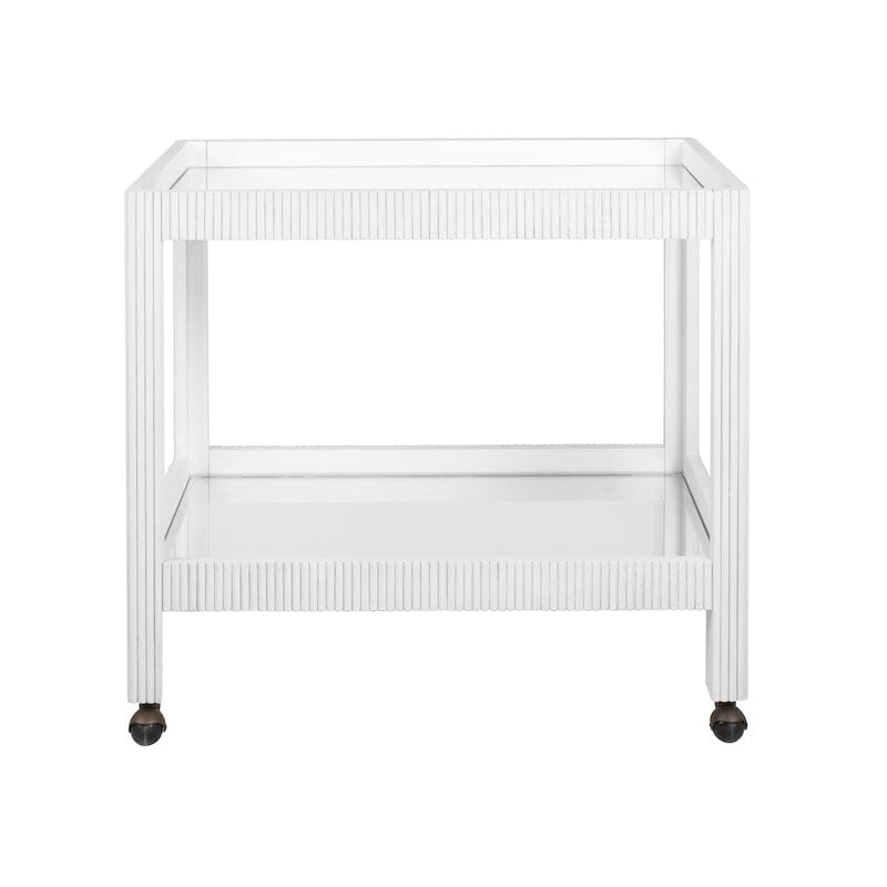 Otis White Fluted Bar Cart | Worlds Away Furniture at Fig Linens and Home