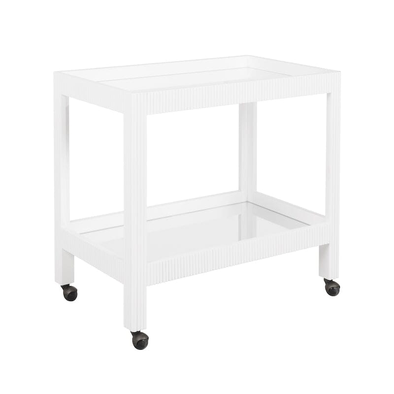 Otis White Fluted Bar Cart | Worlds Away Furniture at Fig Linens and Home