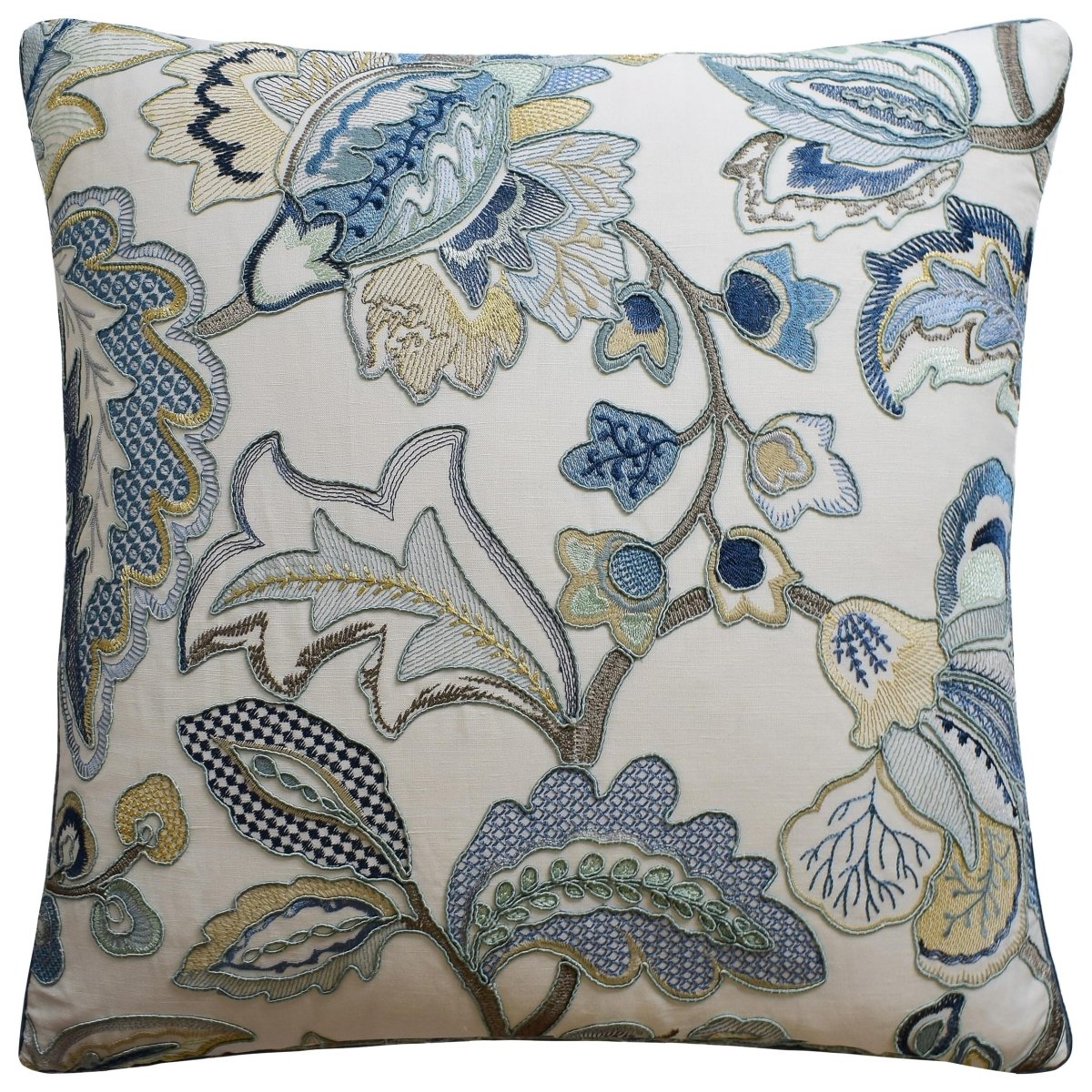 Orford Embroidery Blue and Gold - Throw Pillow by Ryan Studio