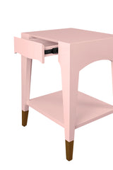 Patti Pink Side Table by Worlds Away | Petite End Table Open Drawer View at Fig Linens and Home