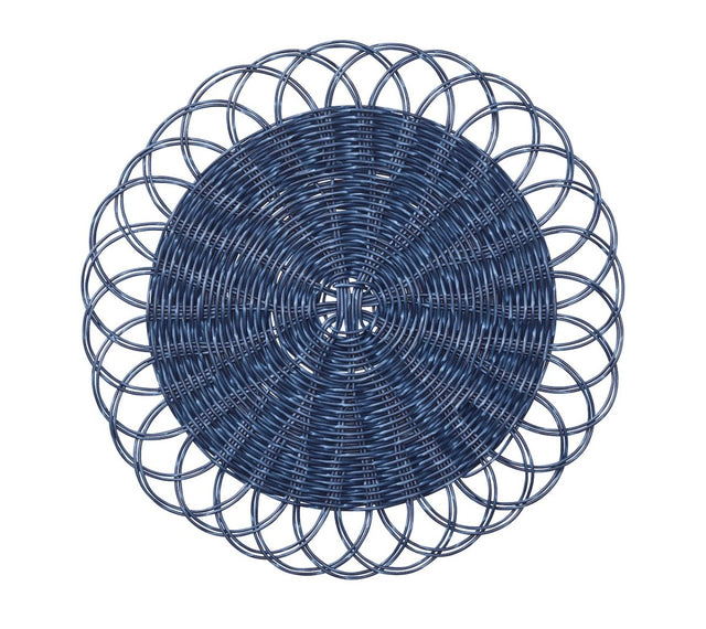 Kim Seybert Alfresco Placemats Set of 4 in Blue by Kim Seybert - Blue Placemats Set of 4 - 15"L x 15"W x 0.15"H at FIG LINENS AND HOME - 1