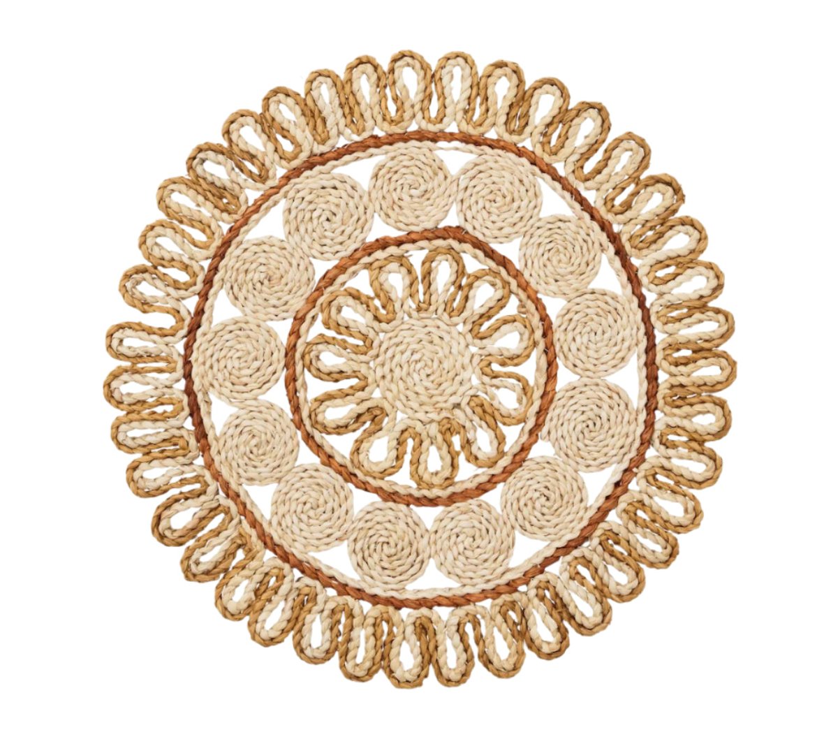 Kim Seybert Casbah Placemat in Natural & Brown Set of 4 by Kim Seybert - Natural/Brown Placemats Set of 4 - 15"L x 15"W x 0.5"H at FIG LINENS AND HOME - 1