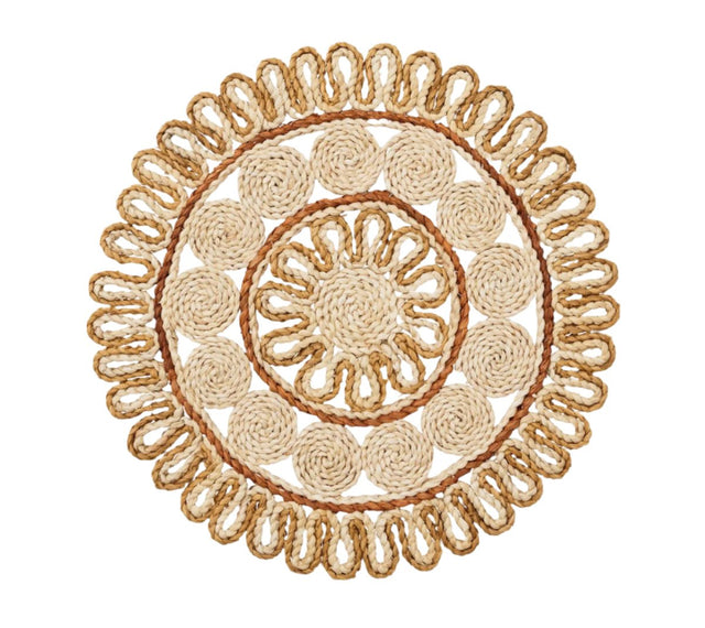 Kim Seybert Casbah Placemat in Natural & Brown Set of 4 by Kim Seybert - Natural/Brown Placemats Set of 4 - 15"L x 15"W x 0.5"H at FIG LINENS AND HOME - 1