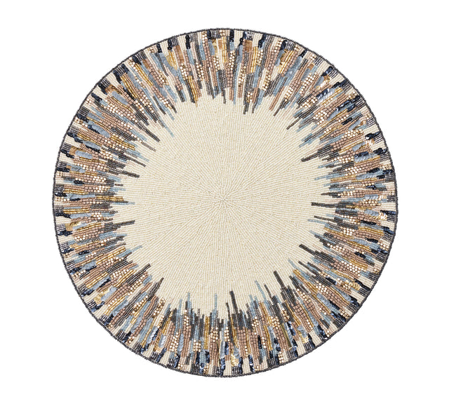 Diadem Placemat in Ivory & Blue, Set of 2 Kim Seybert at Fig Linens and Home