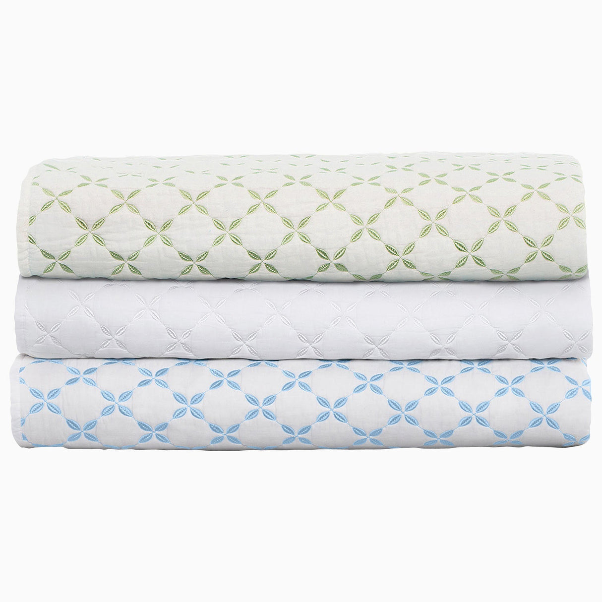 Layla Light Indigo Quilt by John Robshaw at Fig Linens and Home - 3