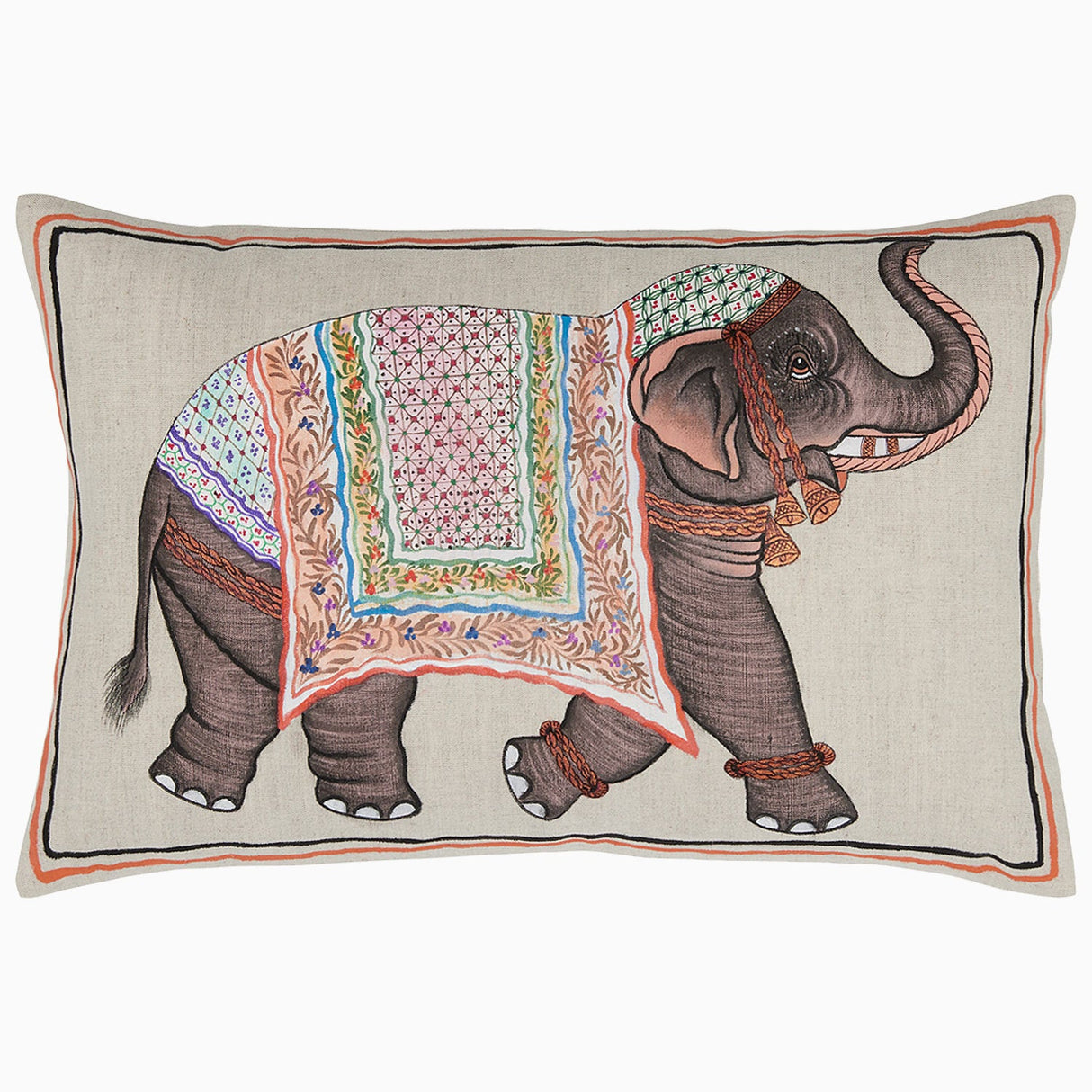 Pinky Elephant Pillow by John Robshaw at Fig Linens and Home - 1