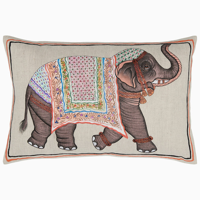 Pinky Elephant Pillow by John Robshaw at Fig Linens and Home - 1