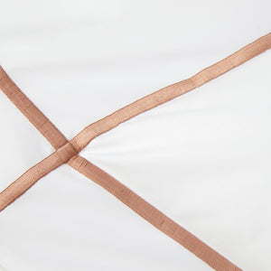 Detail of Embroidery - Yves Delorme Organic Athena Sienna Cotton Percale Bedding
