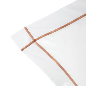 Embroidered Corner Detail of Pillow Sham - Yves Delorme Organic Athena Sienna Cotton Percale Bedding