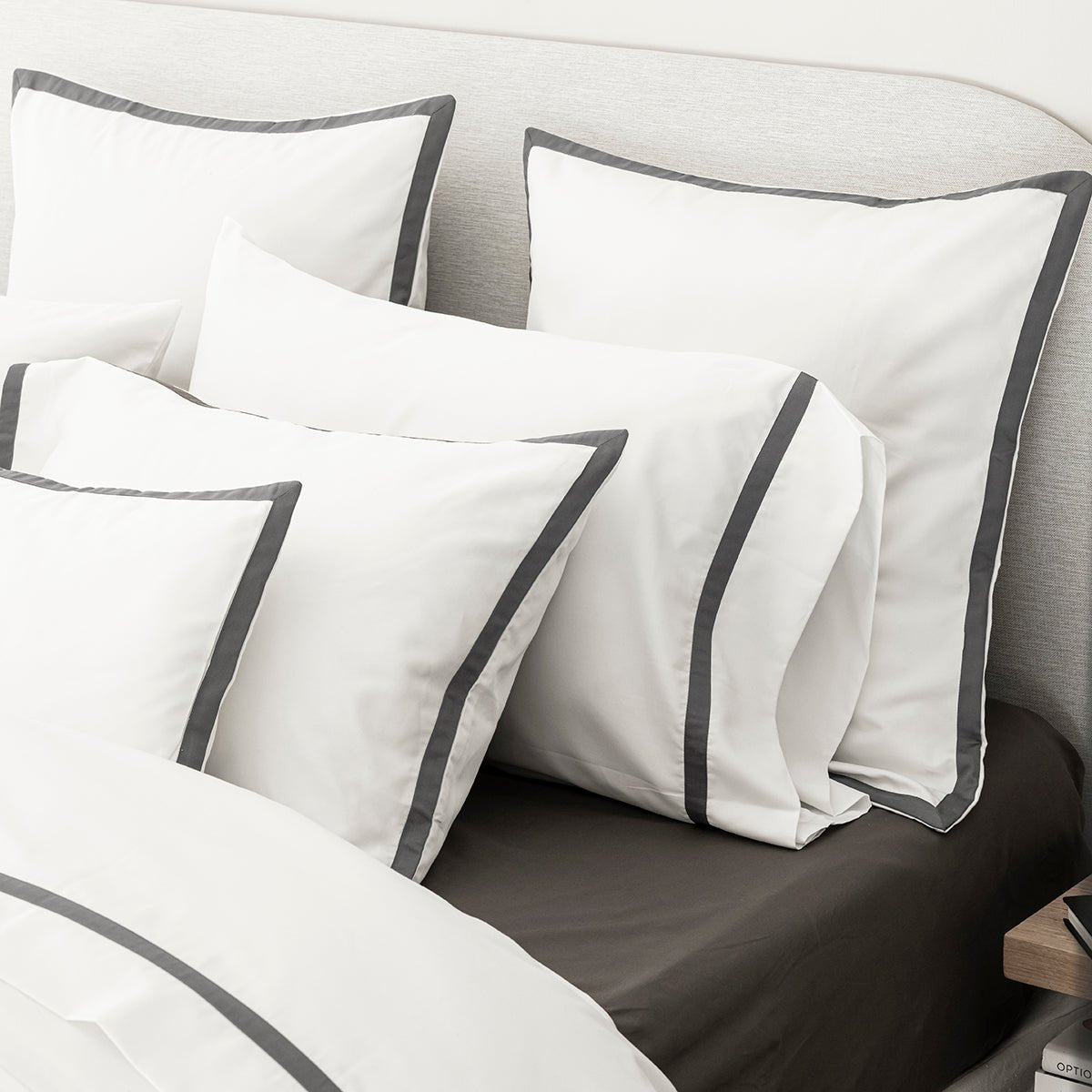 Apparat Dark Grey 21" X 36" King Shams by Le Jacquard Français - 9at Fig Linens and Home - 8