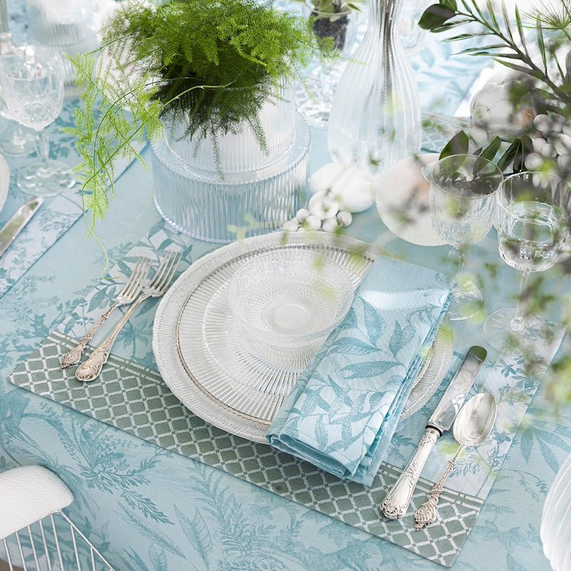 Placemat on Table - Jardin d'eden blue placemat by le jacquard français | Table Linens