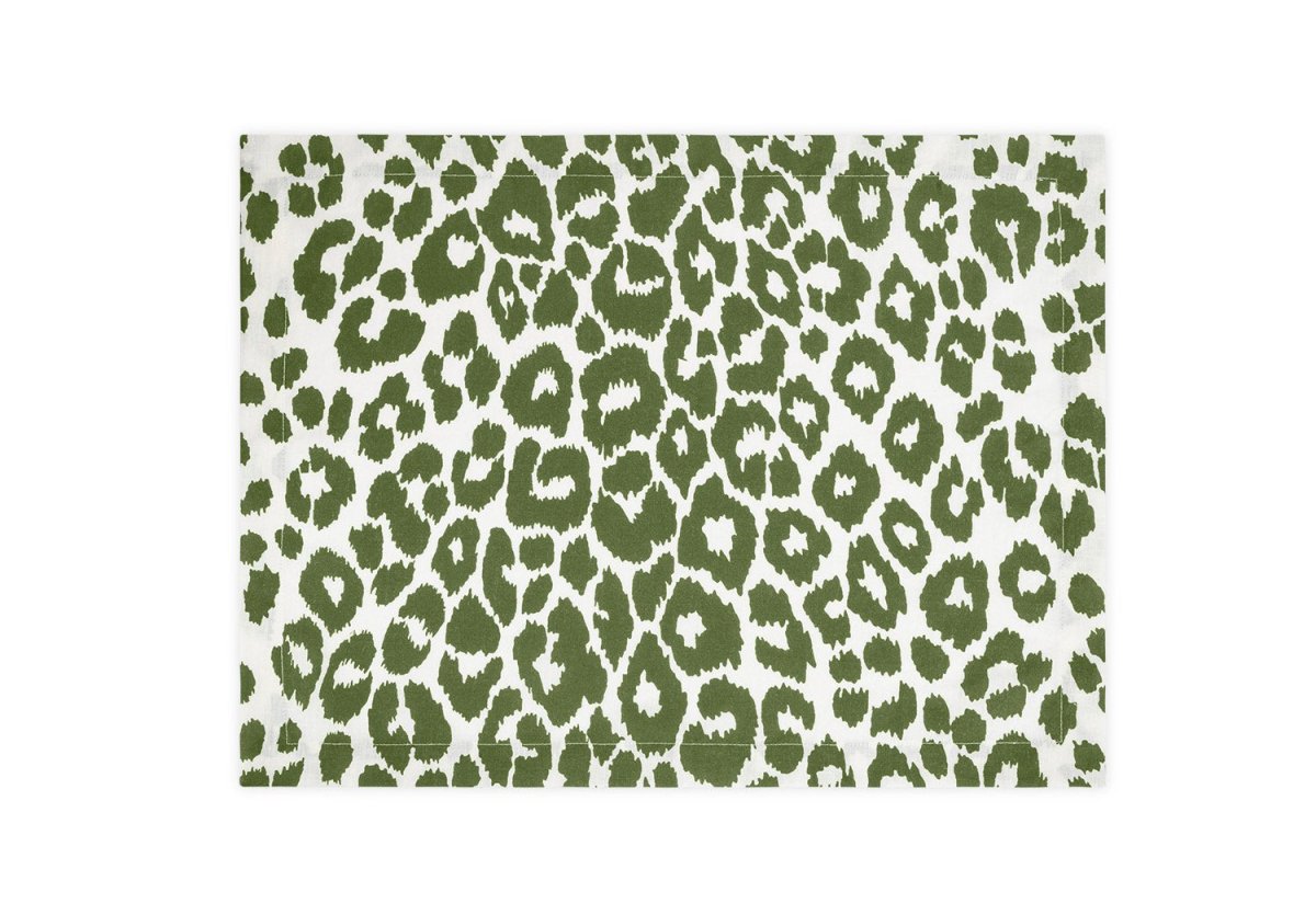 Placemats - Iconic Leopard Green - Matouk Schumacher at Fig Linens