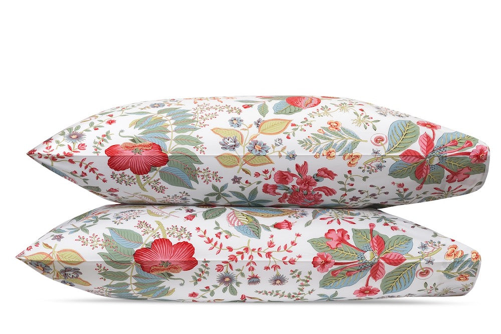 Matouk Schumacher - Fine Linens Bedding - Pomegranate Pink Coral Pillowcases at Fig Linens and Home Online Boutique