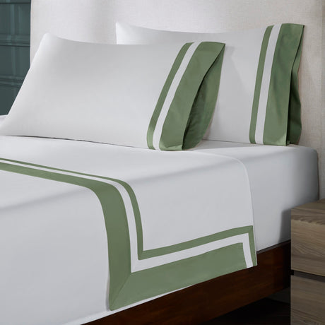 Stella Organic Cotton Percale Flat Sheet by Orchids Lux Home - Queen Olive Green 