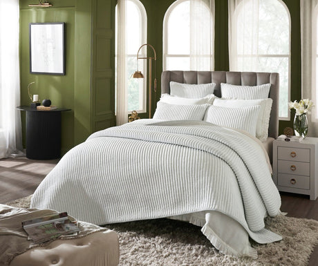 Charlton Cotton Jersey Channel Quilt by Orchids Lux Home - Queen White