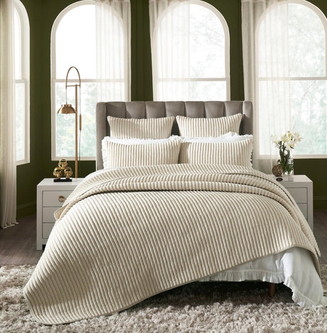Charlton Cotton Jersey Channel Quilt by Orchids Lux Home - Oatmeal - View 1