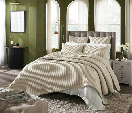 Charlton Cotton Jersey Channel Quilt by Orchids Lux Home - Oatmeal - View 2