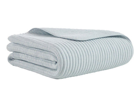 Charlton Cotton Jersey Channel Quilt by Orchids Lux Home - Melange Sky Blue View 4