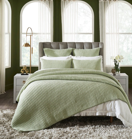 Charlton Cotton Jersey Channel Quilt by Orchids Lux Home - Melange Green View 1