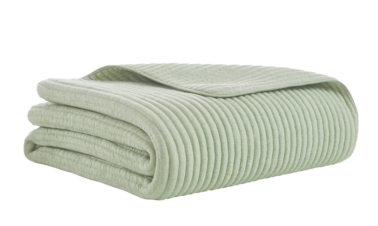 Charlton Cotton Jersey Channel Quilt by Orchids Lux Home - Melange Green View 4