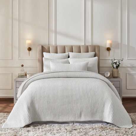 Charlton Cotton Jersey Channel Quilt by Orchids Lux Home - Melange Off-White View 1