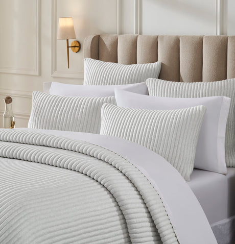 Charlton Cotton Jersey Channel Quilt by Orchids Lux Home - Melange Off-White View 3