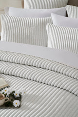 Charlton Cotton Jersey Channel Quilt by Orchids Lux Home - Melange Off-White View 4