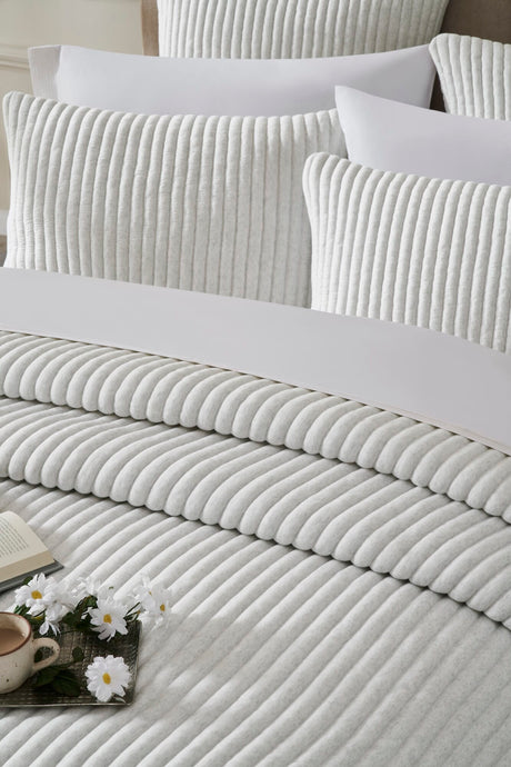 Charlton Cotton Jersey Channel Quilt by Orchids Lux Home - Melange Off-White View 4
