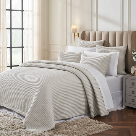Charlton Cotton Jersey Channel Quilt by Orchids Lux Home - Melange Mist View 2