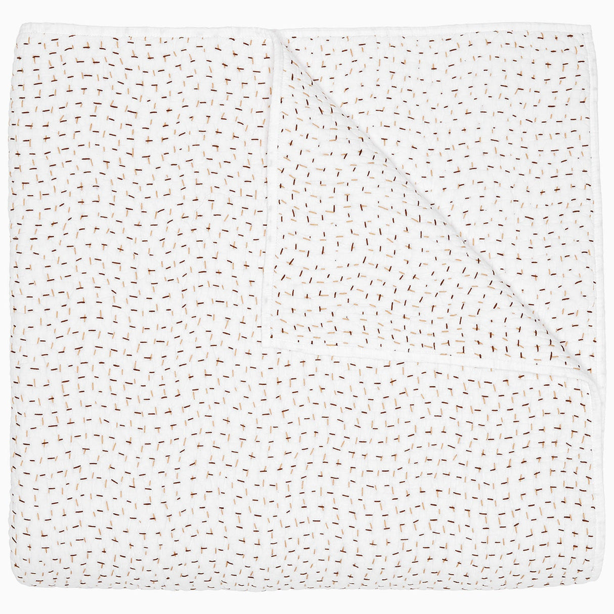 Organic Hand Stitched Coffee Quilt by John Robshaw at Fig Linens and Home - 1