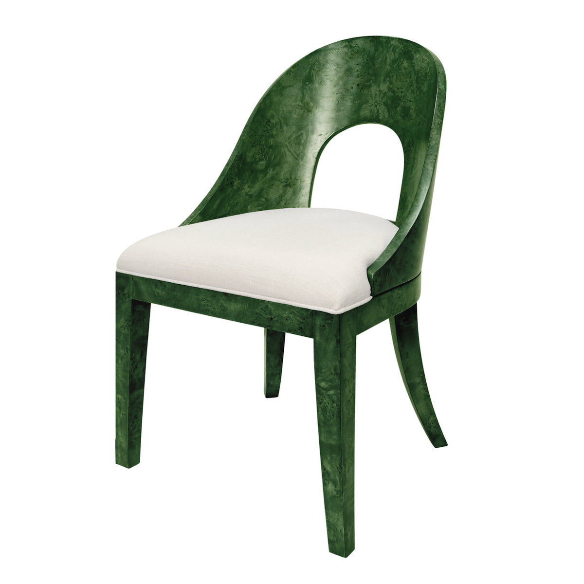 Worlds Away Rafferty Emerald Burl Wood Chair at Fig Linens and Home - Angle