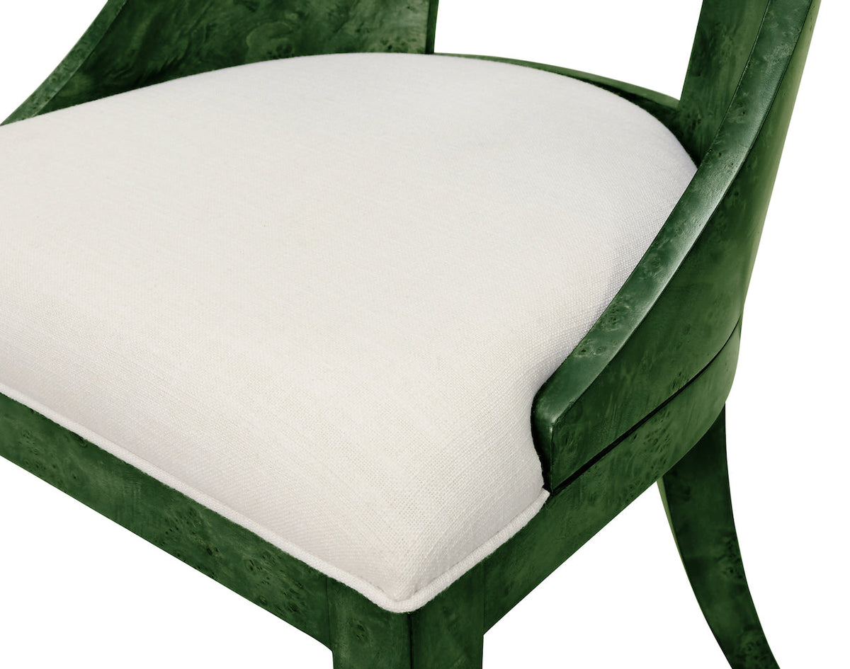Worlds Away Rafferty Emerald Burl Wood Chair at Fig Linens and Home - Detail