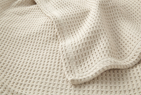 Peacock Alley Riviera Cotton Blanket - Detail Image of Linen Color - Fig Linens and Home