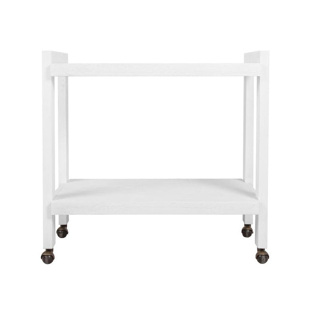 Bar Cart - Rockwell Minimalist Bar Cart in White Washed Oak by Worlds Away at Fig Linens and Home