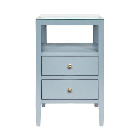 Roscoe Light Blue Side Table | Worlds Away Nightstand - Front View - Fig Linens and Home