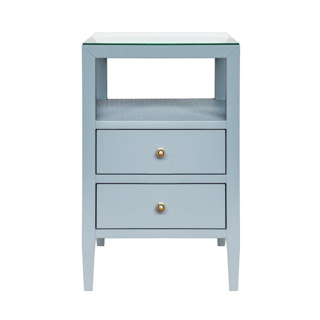 Roscoe Light Blue Side Table | Worlds Away Nightstand - Front View - Fig Linens and Home