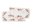 Tinsel Bow White/Red/Gold Table Runner | Kim Seybert at Fig Linens and Home