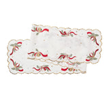 Tinsel Bow White/Red/Gold Table Runner | Kim Seybert at Fig Linens and Home